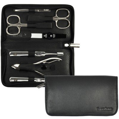 Pfeilring Maniküretui, Nappaleder, schwarz, 7-teilige Bestückung
