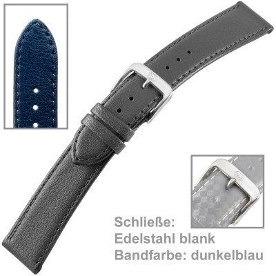 Uhrenarmband Men 18mm Kalbleder genäht dunkelblau
