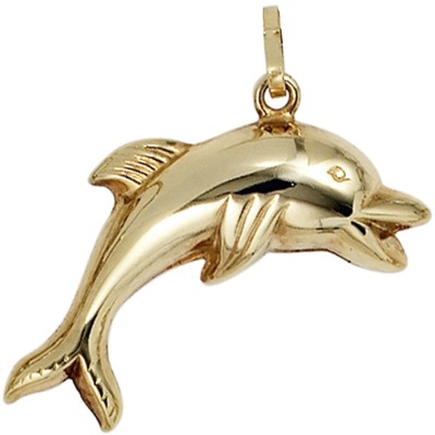 Anhänger Delfin 333 Gelbgold Delfinanhänger
