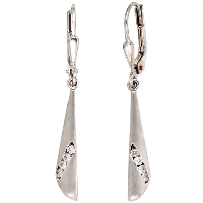 Boutons 333 Gold Weißgold mattiert 8 Zirkonia Ohrringe Ohrhänger Goldohrringe