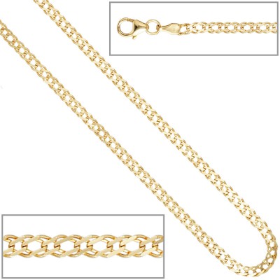 Zwillings-Panzerkette 333 Gelbgold 2,7mm 45cm Gold Kette Halskette Goldkette