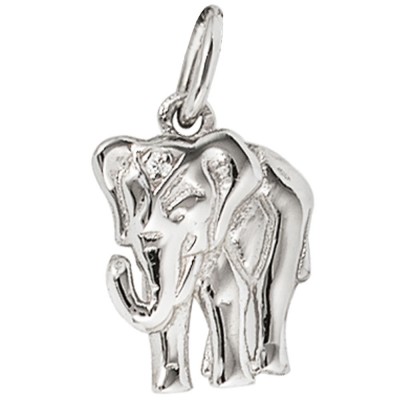 Anhänger Elefant 585 Weißgold 1 Diamant Brillant Weißgoldanhänger