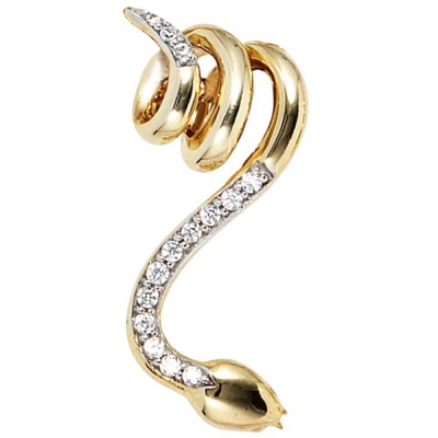 Anhänger Schlange 585 Gelbgold 14 Diamanten Brillanten Schlangenanhänger