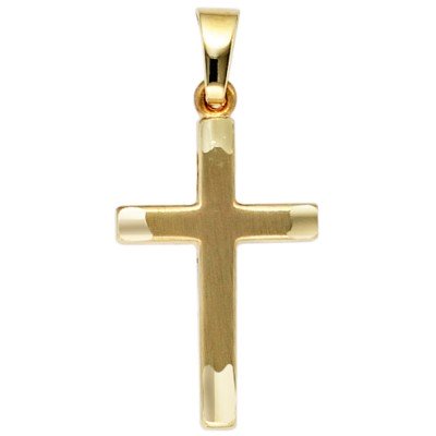 Anhänger Kreuz 333 Gelbgold mattiert Kreuzanhänger Goldkreuz