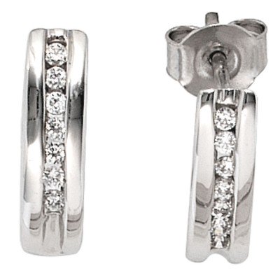 Halbcreolen 585 Weißgold 14 Diamanten Brillanten 0,15ct. Ohrringe Creolen