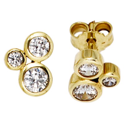 Ohrstecker 333 Gelbgold 6 Zirkonia Ohrringe Goldohrstecker