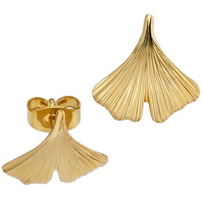 Ohrstecker Ginko Gingko 375 Gelbgold mattiert Ohrringe