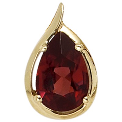 Anhänger Tropfen 585 Gelbgold 1 Granat rot Goldanhänger