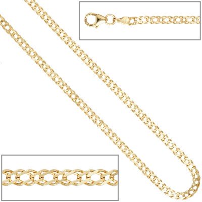 Zwillings-Panzerkette 333 Gelbgold 2,7mm 45cm Gold Kette Halskette Goldkette