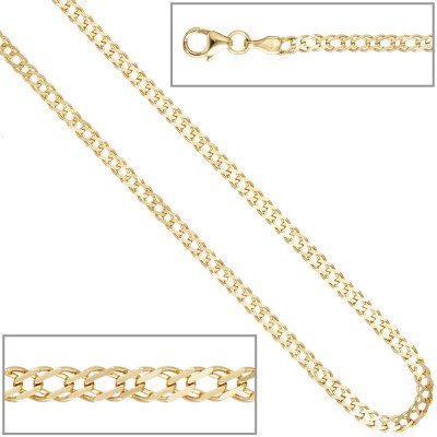 Zwillings-Panzerkette 333 Gelbgold 2,7mm 50cm Gold Kette Halskette Goldkette