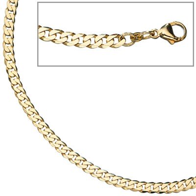 Panzerkette 333 Gelbgold 4,9mm 50cm Karabiner Gold Kette Goldkette Halskette