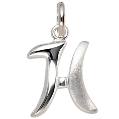 Anhänger Buchstabe H 925 Sterling Silber matt Buchstabenanhänger