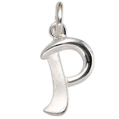 Anhänger Buchstabe P 925 Sterling Silber matt Buchstabenanhänger