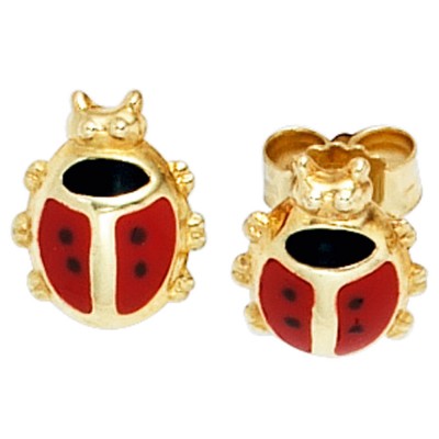 Kinder Ohrstecker Marienkäfer rot 333 Gelbgold Ohrringe Kinderohrringe