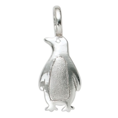 Kinder Anhänger Pinguin 925 Sterling Silber rhodiniert mattiert Kinderanhänger