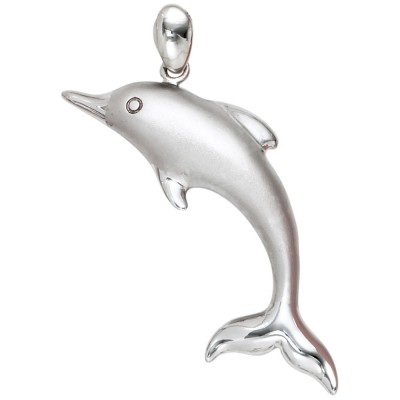 Anhänger Delfin 925 Sterling Silber rhodiniert mattiert Delfinanhänger