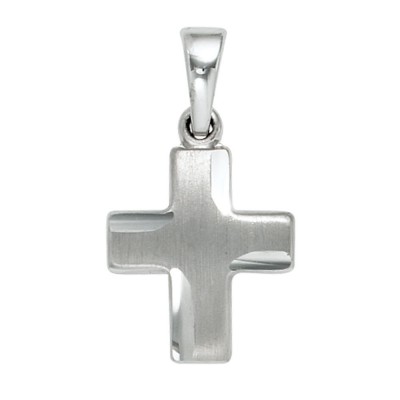 Anhänger Kreuz 925 Sterling Silber massiv mattiert Kreuzanhänger Silberkreuz