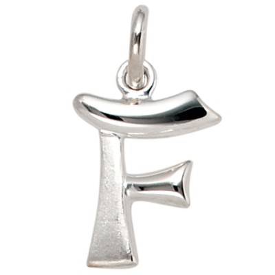 Anhänger Buchstabe F 925 Sterling Silber matt Buchstabenanhänger