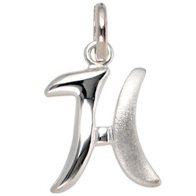 Anhänger Buchstabe H 925 Sterling Silber matt Buchstabenanhänger