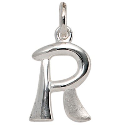 Anhänger Buchstabe R 925 Sterling Silber matt Buchstabenanhänger