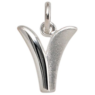 Anhänger Buchstabe V 925 Sterling Silber matt Buchstabenanhänger