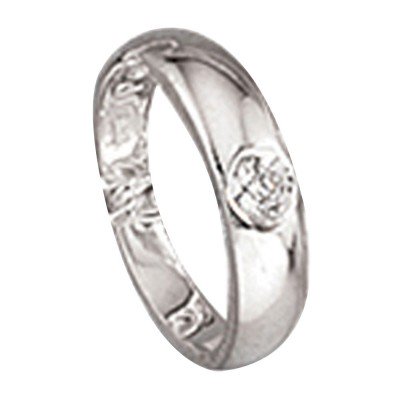 Kinder Taufring 925 Sterling Silber rhodiniert 1 Zirkonia Taufanhänger
