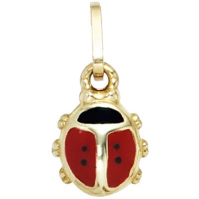 Kinder Anhänger Marienkäfer rot 333 Gelbgold Kinderanhänger