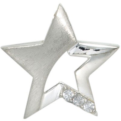 Kinder Anhänger Stern 925 Sterling Silber mattiert 3 Zirkonia Kinderanhänger