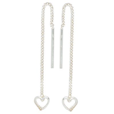 Durchzieh-Ohrhänger Herz 925 Sterling Silber Ohrringe zum Durchziehen