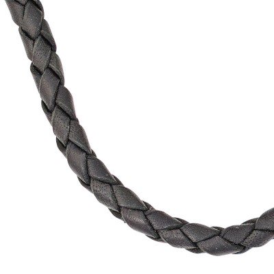 Leder Halskette Kette Schnur schwarz 50cm Karabiner 925 Silber
