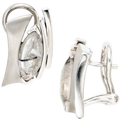 Ohrstecker 925 Sterling Silber rhodiniert mattiert 2 Turmalinquarze Ohrringe