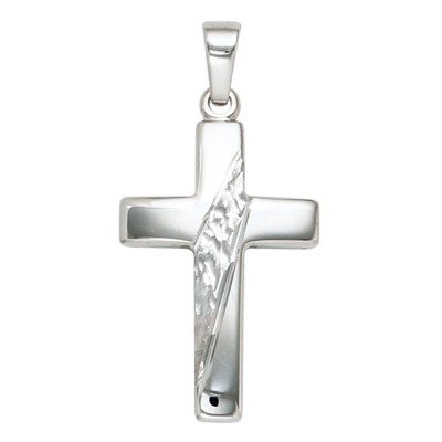 Anhänger Kreuz 925 Sterling Silber massiv gehämmert Kreuzanhänger Silberkreuz