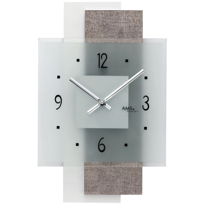 Wanduhr Quarz analog modern mit Glas und Kunstleder