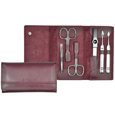 Pfeilring Maniküretui, Rindleder bordeaux, 6-teilge Bestückung