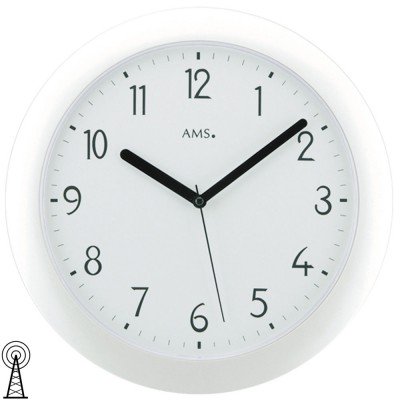 Funkwanduhr analog weiß rund Mineralglas