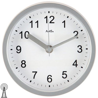Wanduhr Tischuhr Badezimmeruhr Funk silbern wasserdicht