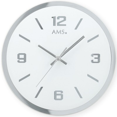 Wanduhr Quarz analog silbern rund leise ohne Ticken aus Glas