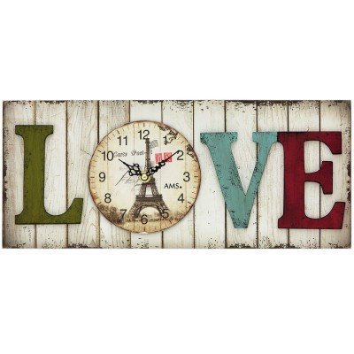 Wanduhr LOVE Quarz analog eckig vintage antik retro shabby