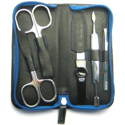 Pfeilring Maniküretui, Nappaleder schwarz, 5-teilige Bestückung