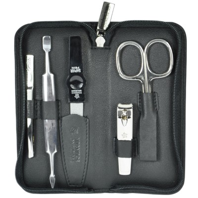 Pfeilring Maniküretui, Nappaleder schwarz, Futter schwarz, 5-teilige Bestückung