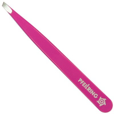 Pfeilring Pinzette, schräg, rostfrei INOX, rosa/pink, 9,5cm lang