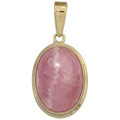 Anhänger oval 585 Gelbgold 1 Rhodochrosit rosa Goldanhänger