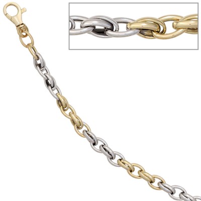 Armband 585 Gelbgold Weißgold bicolor 19cm Goldarmband Karabiner