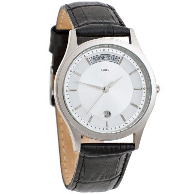 JOBO Herren Armbanduhr Quarz Analog Edelstahl Leder Datum Herrenuhr