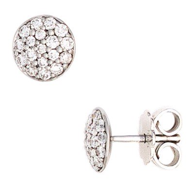 Ohrstecker rund 585 Weißgold 36 Diamanten Brillanten 0,40ct. Ohrringe