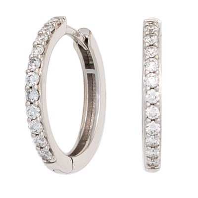 Creolen 585 Weißgold 22 Diamanten Brillanten Ohrringe Diamantcreolen