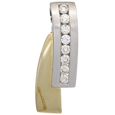 Anhänger 585 Weißgold Gelbgold bicolor 8 Diamanten Brillanten Goldanhänger