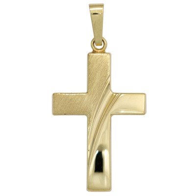 Anhänger Kreuz 585 Gelbgold mattiert Kreuzanhänger Goldkreuz