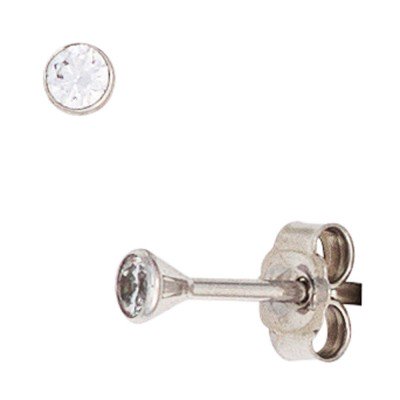 Ohrstecker rund 333 Gold Weißgold 2 Zirkonia Ohrringe Goldohrstecker