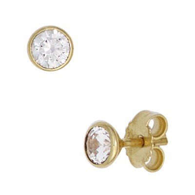 Ohrstecker rund 333 Gelbgold 2 Zirkonia Ohrringe Goldohrstecker